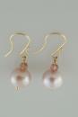 Pink Pearl and Pink Tourmaline Earrings in 14K Gold