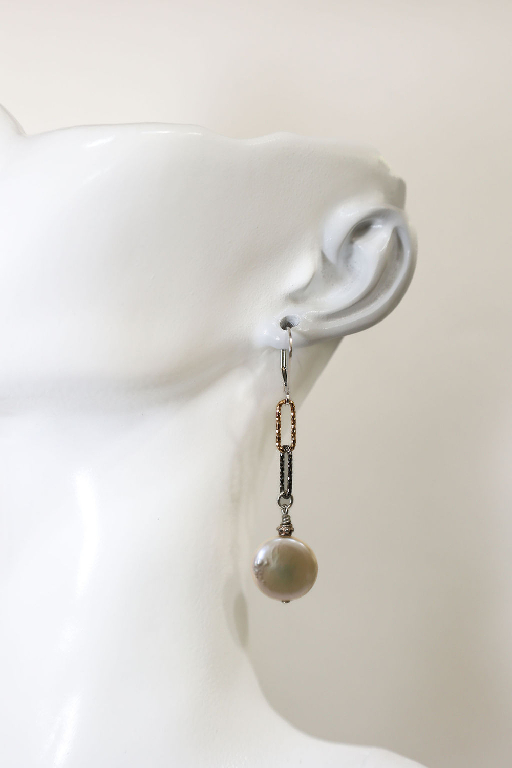 White coin Pearl Sparkly Drop
