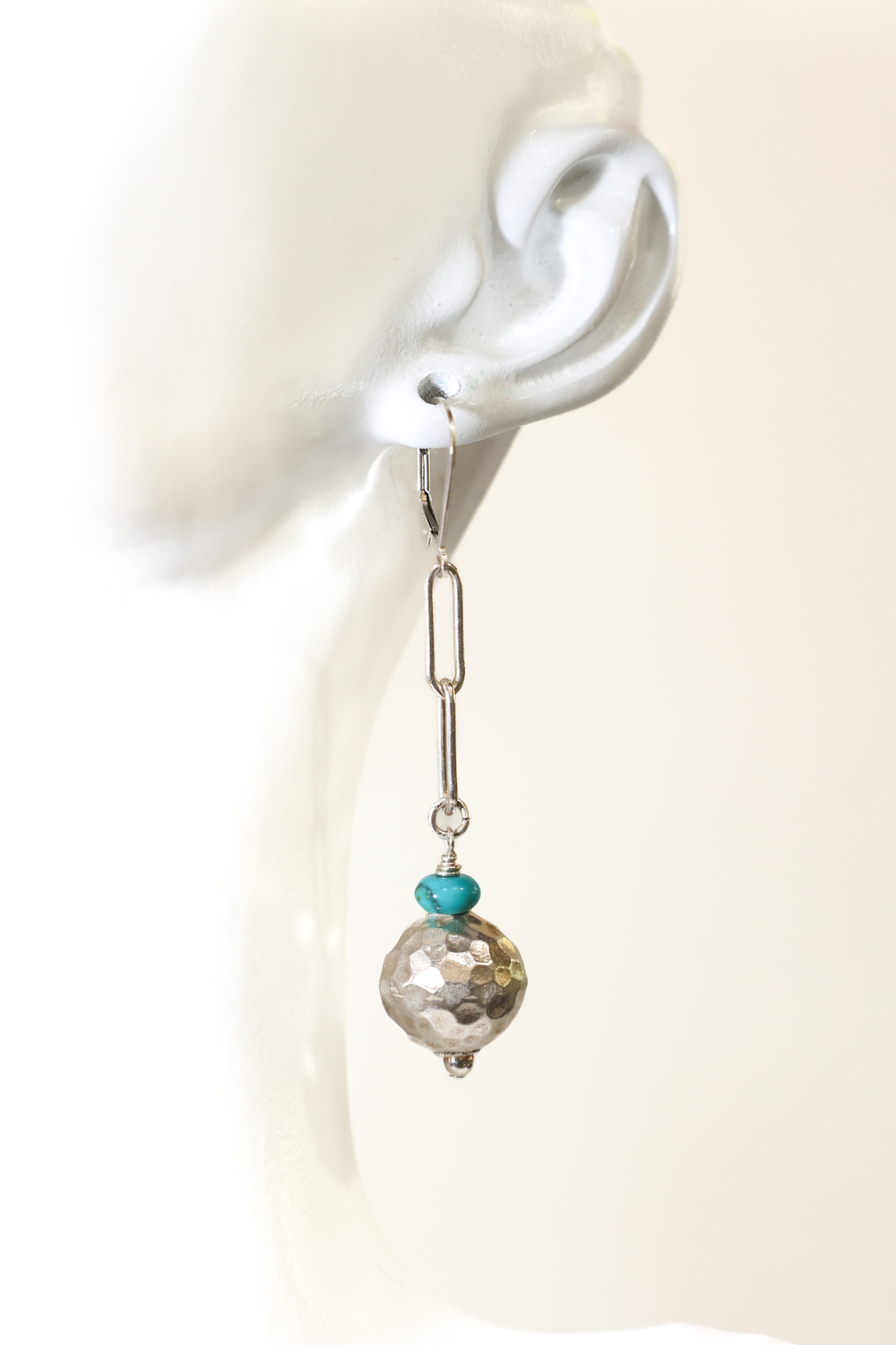 Dangling Hammered Ball with Turquoise