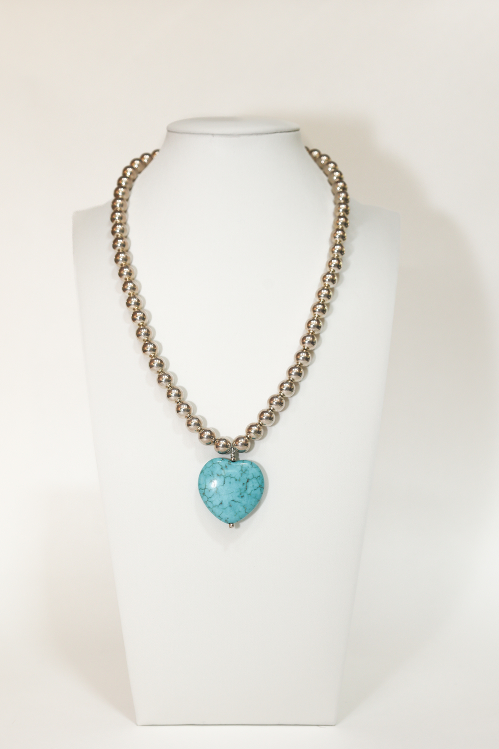Large Turquoise Heart with Sterling Silver Balls