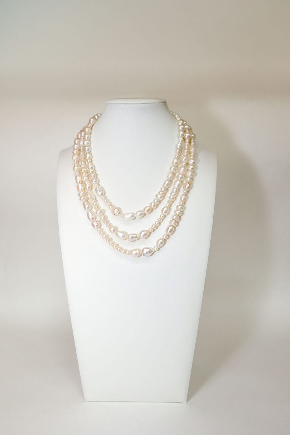 Triple Strand of White Pearls