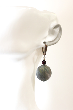 Labradorite Disk with Garnet Ball