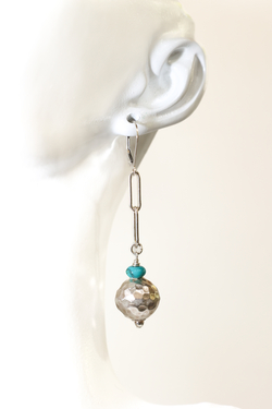 Dangling Hammered Ball with Turquoise