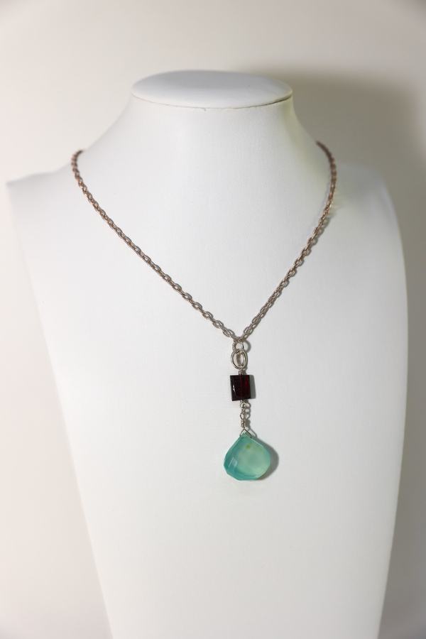 Green Chalcedony and Garnet Combo