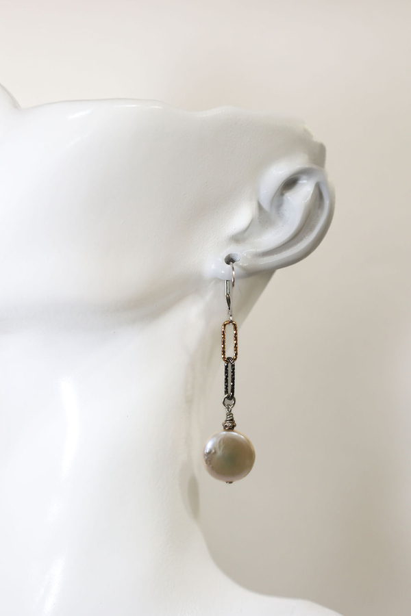 White coin Pearl Sparkly Drop