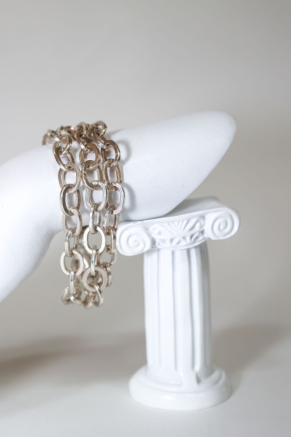 Triple Strand of Smooth Ovals with Twisted Sterling Toggle Clasp